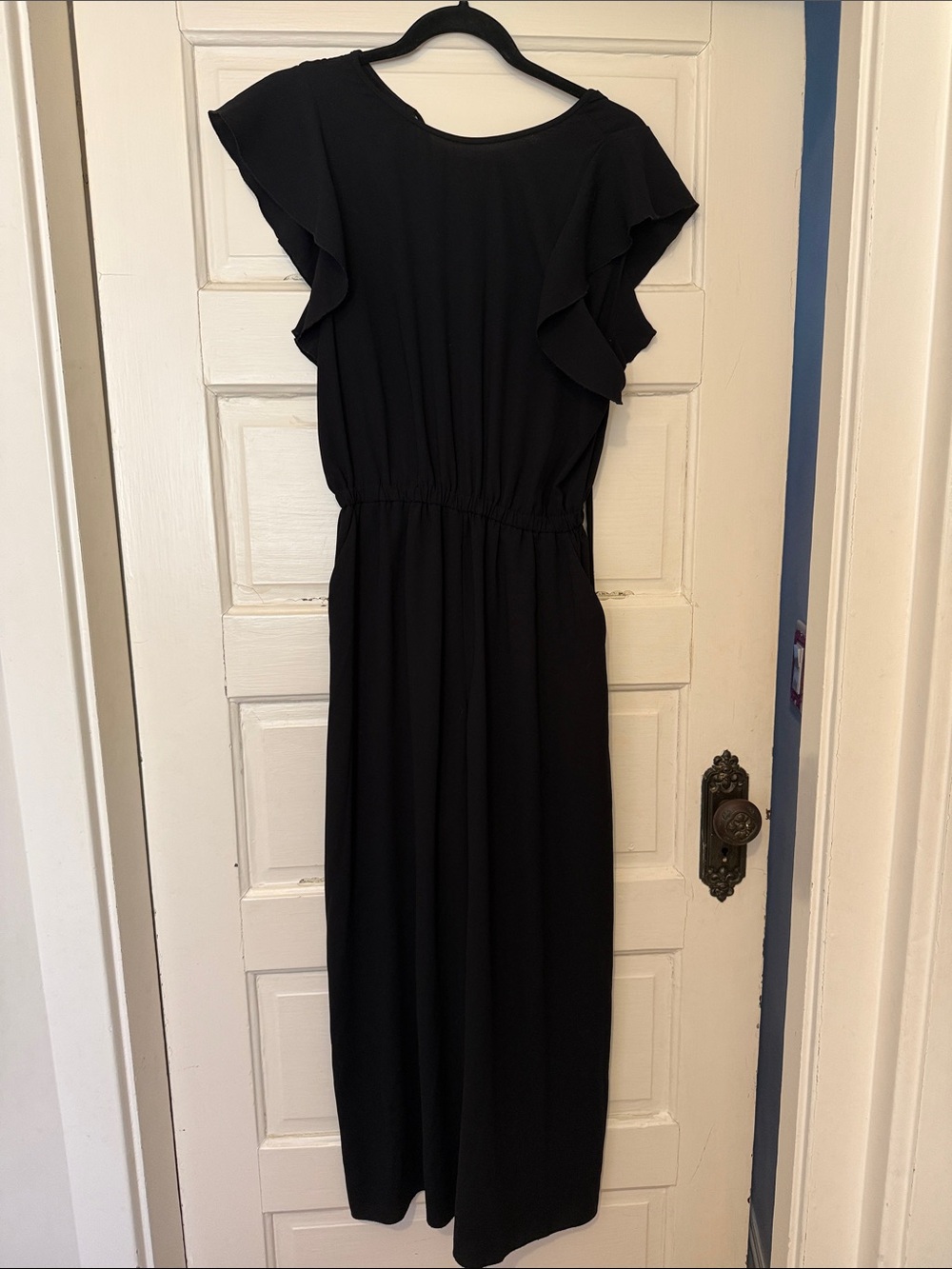 Black Ruffle-Sleeve Women’s Romper